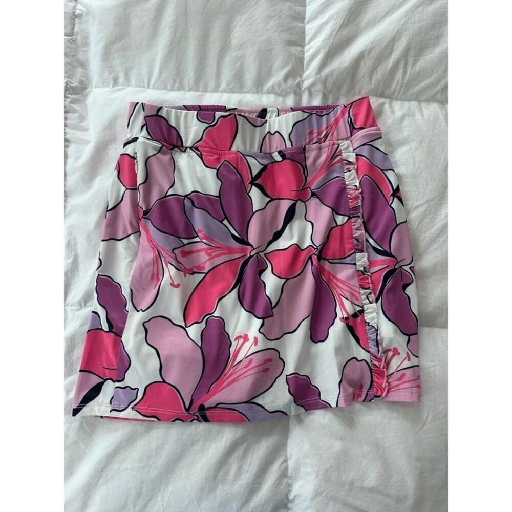 Stella Parker Pink Purple Floral Athletic Skort Ruffle Small NWOT